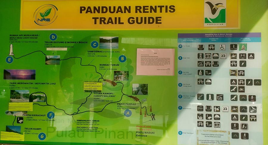 Map of Penang National Park Malaysia