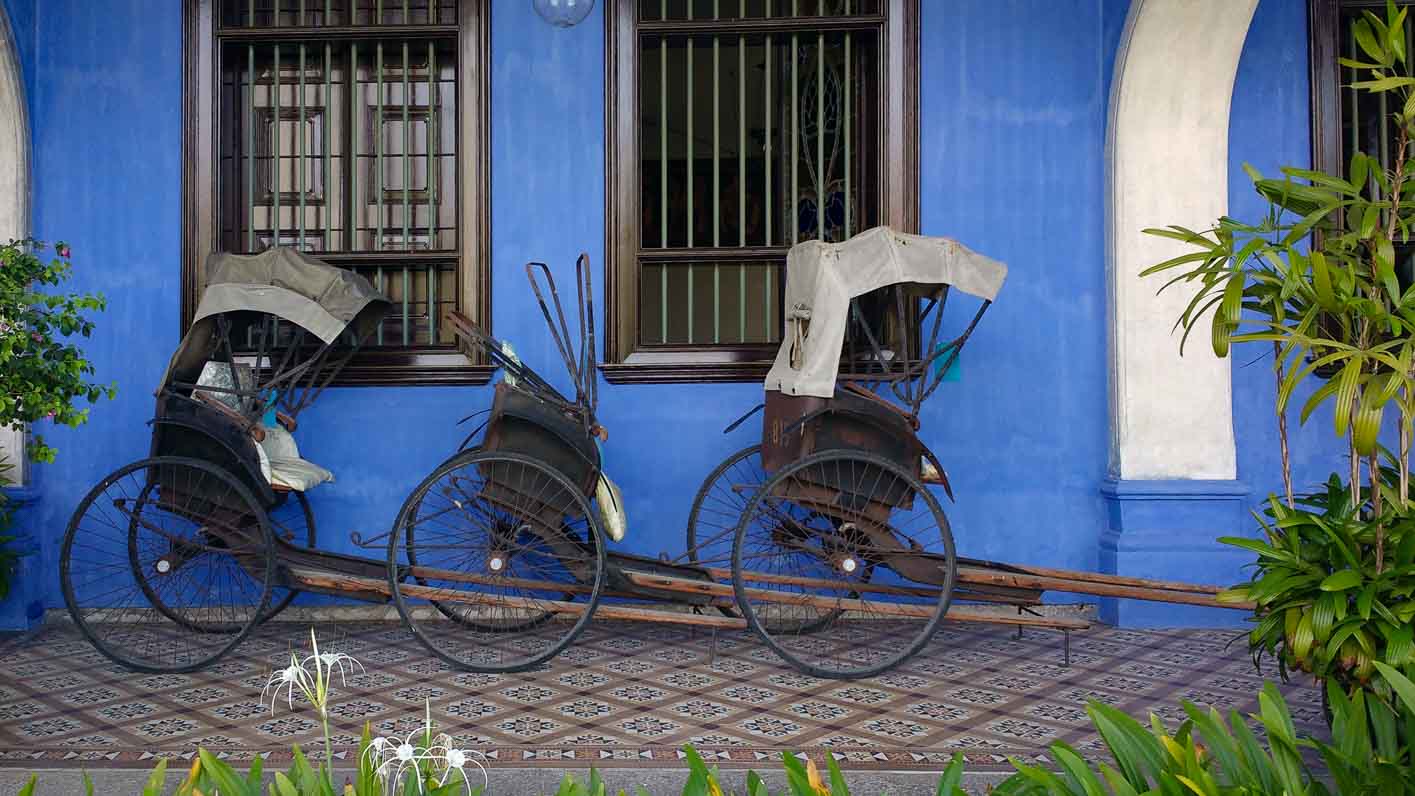 Cosas que ver en Georgetown en tres días.Rickshaw en Blue Mansion george town