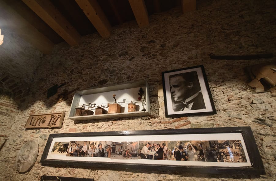 Images of the Godfather at Bar Vitelli in Savoca Sicily Italy