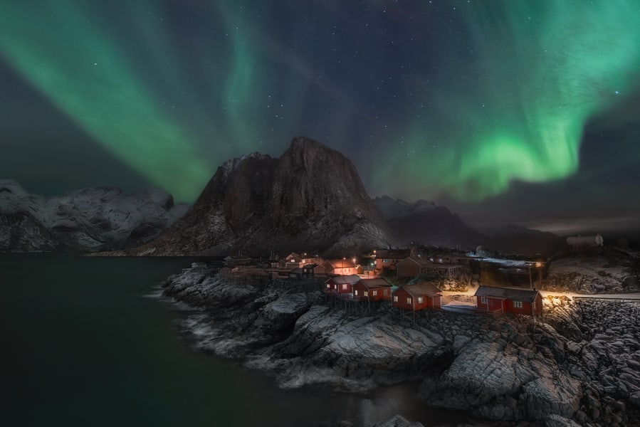 Islas Lofoten Aurora boreal Hamnoy Viaje ver Auroras boreales