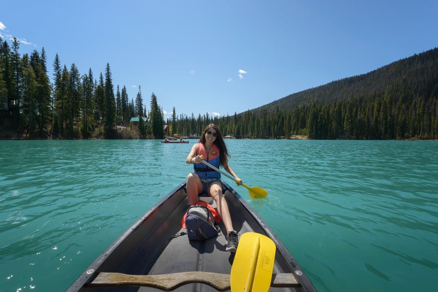 kayak in emerald lake yoho canada