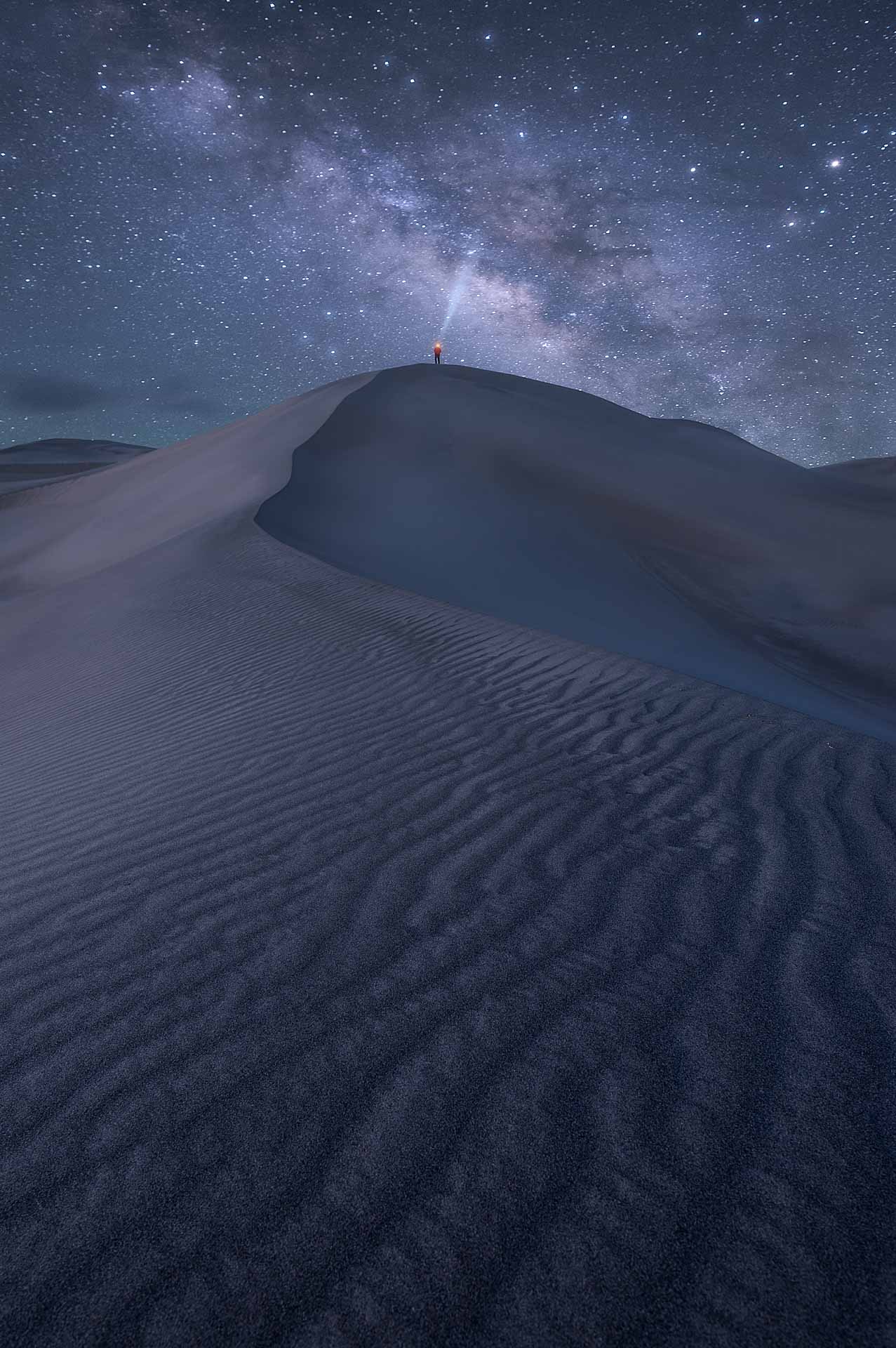 Milky Way Mesquite Sand Flat dunes Death Valley California Stars