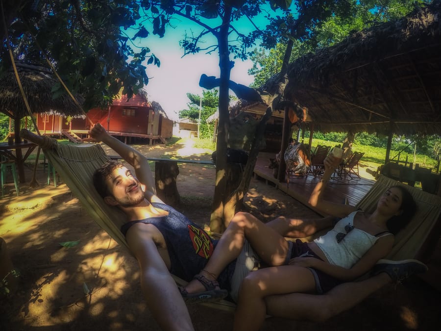 hammocks in finca raul reyes viñales cuba summer holiday