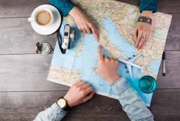 Travel map, family international travel insurance