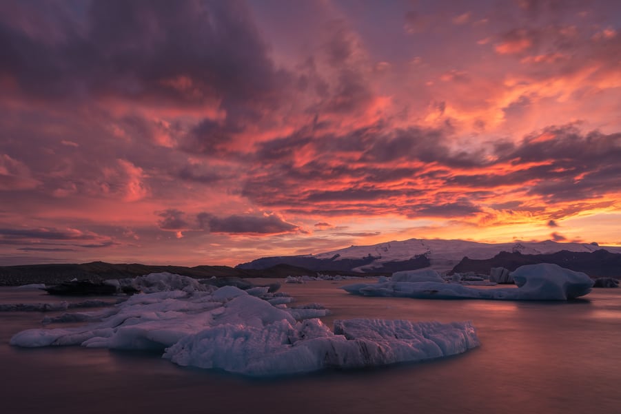 mejores viajes fotograficos islandia septiembre aprender fotografia atardecer jokulsarlon