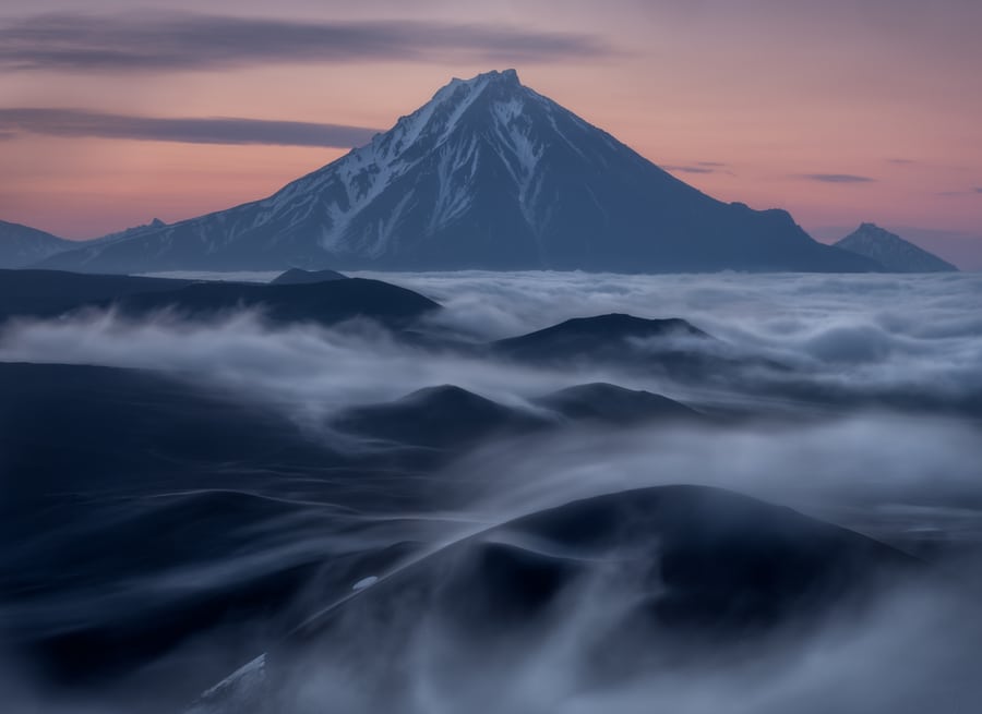 fotografía de paisaje de larga exposición mar de nubes