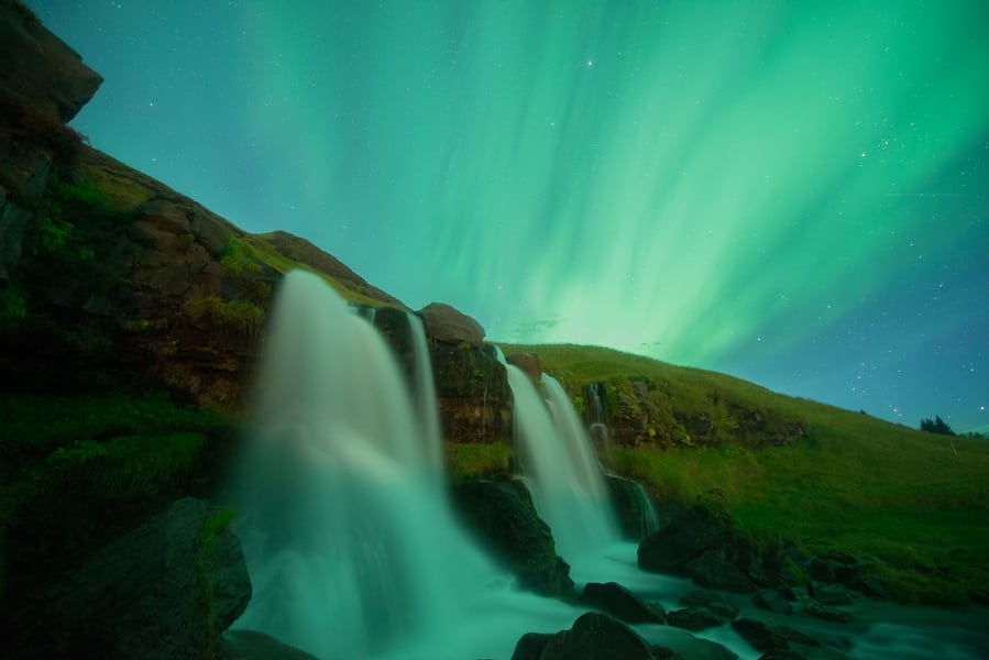 How to reduce digital noise in Northern Lights photos Gluggafoss Iceland 