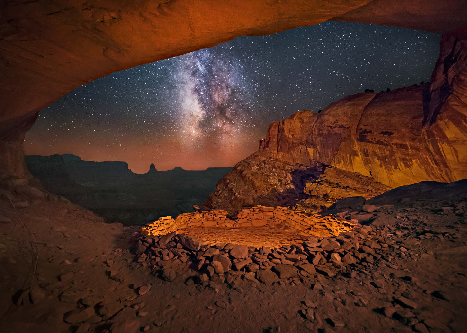 Milky Way over False Kiva Canyonlands National park night 