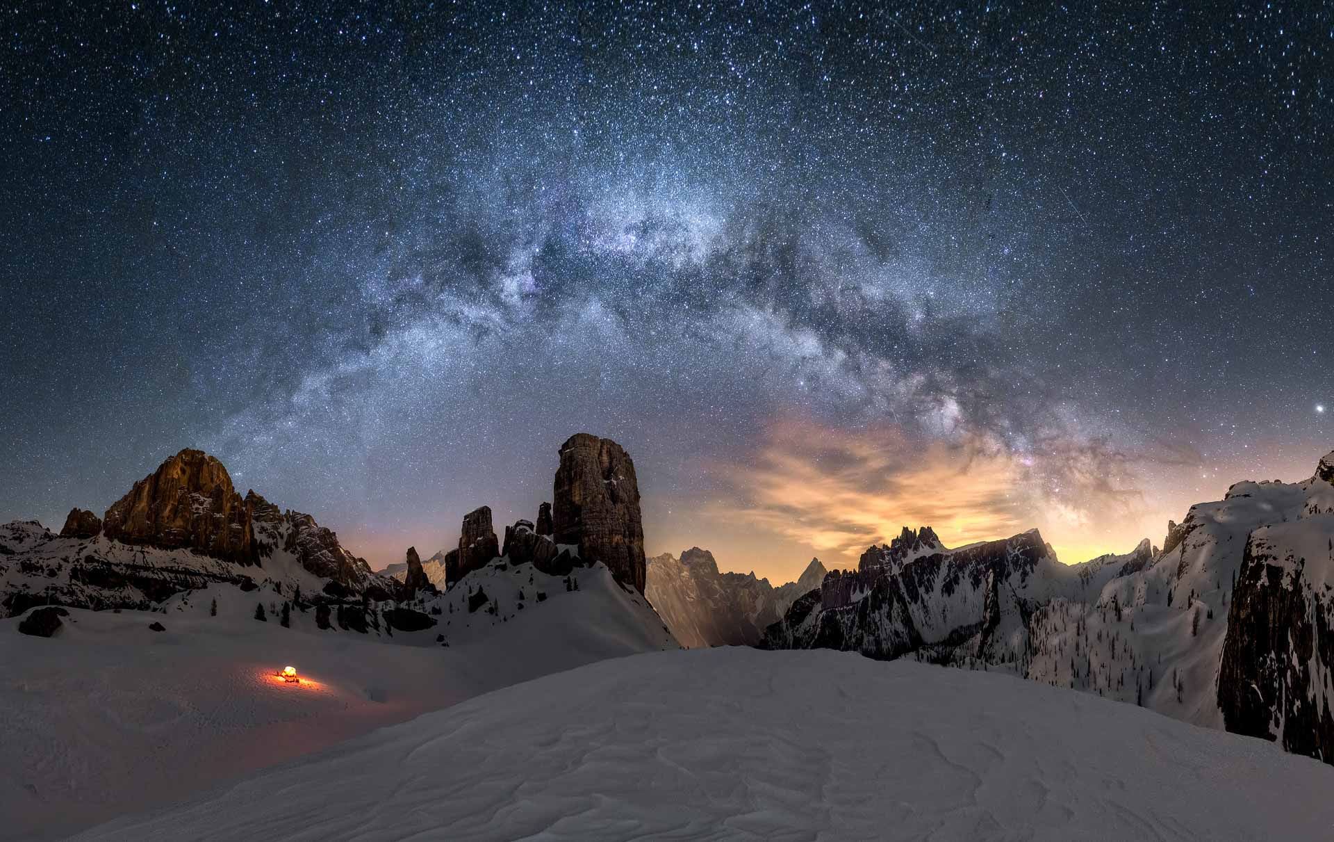 Milky Way Cinque Torri Dolomites Italy 