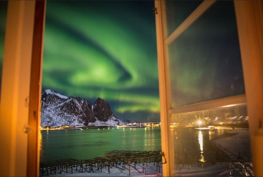 see the northern lights from your hotel window in norway