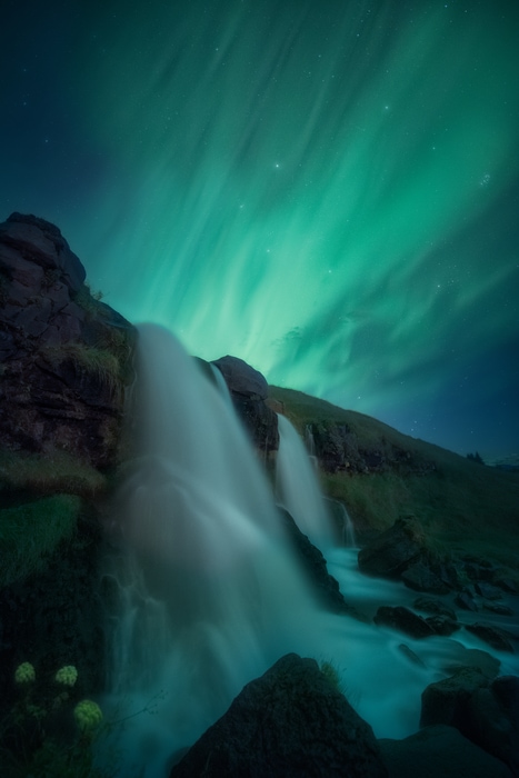 Icelandic waterfall, guided tours iceland northern lights
