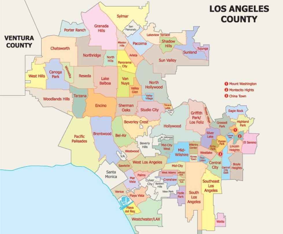 mapa de mejores barrios de los Angeles