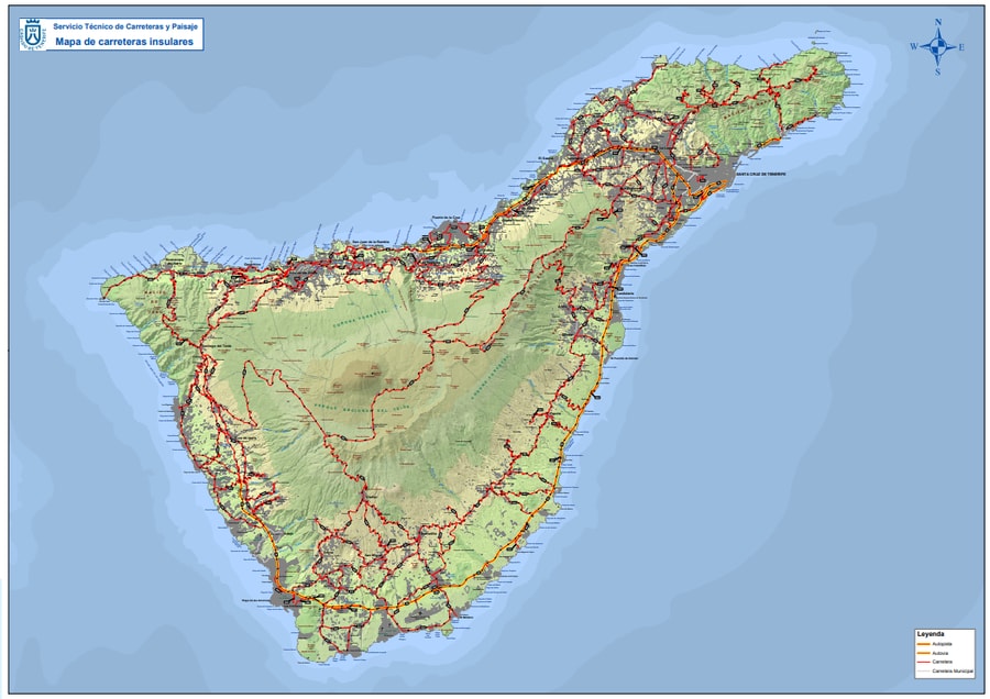 plano de carreteras de Tenerife