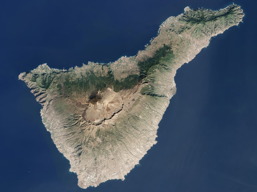 physical map of Tenerife volcanos