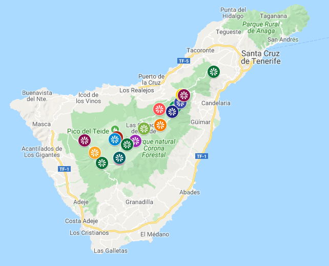 best viewpoints of Tenerife map