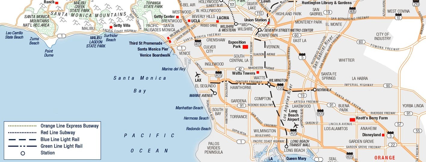 los angeles attractions map