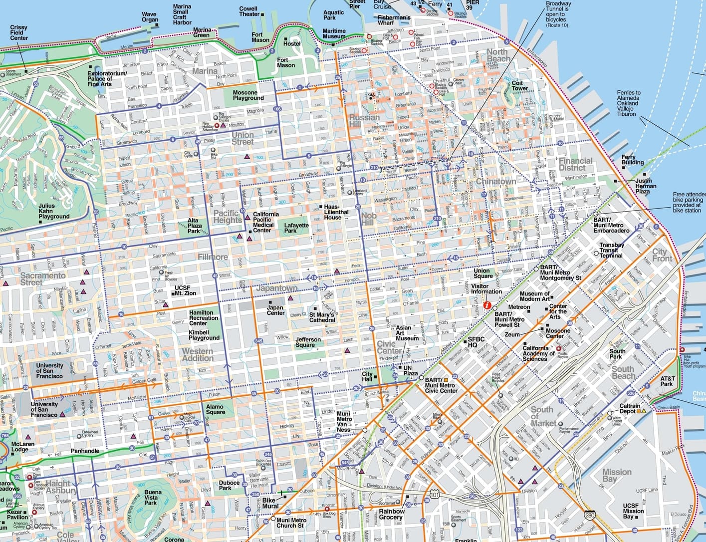 Mapa de San Francisco con máxima resolución