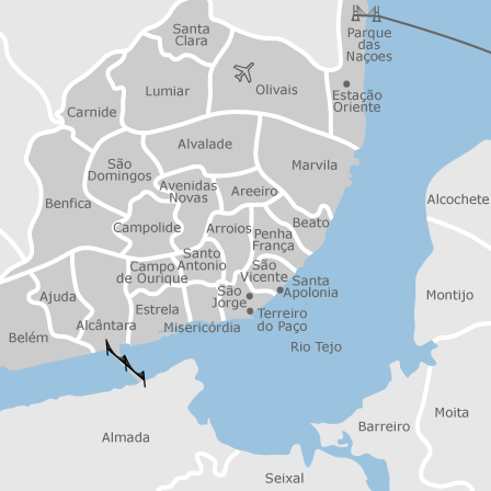 Map of the neighborhoods of Lisbon