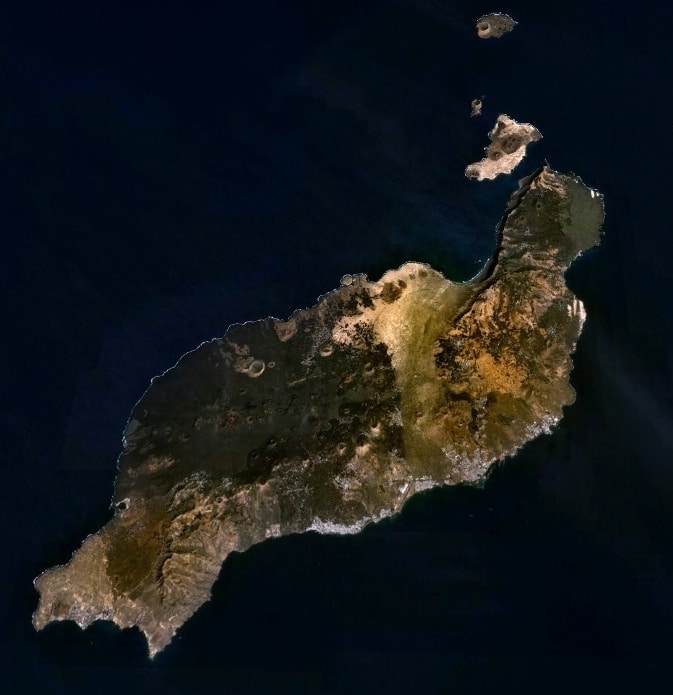 Physical map of Lanzarote