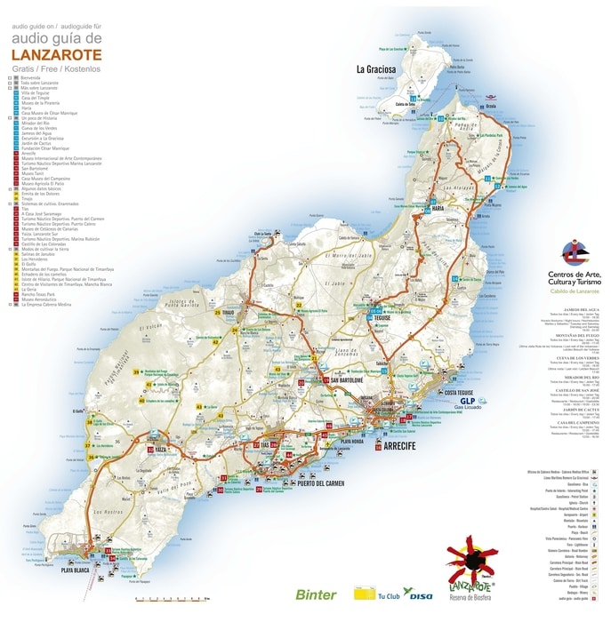 Lanzarote Map Large Detailed Tourist Map Of Alicante