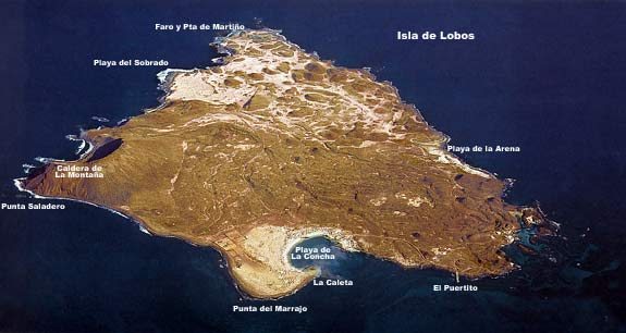 Map of the Isla de Lobos main attractions