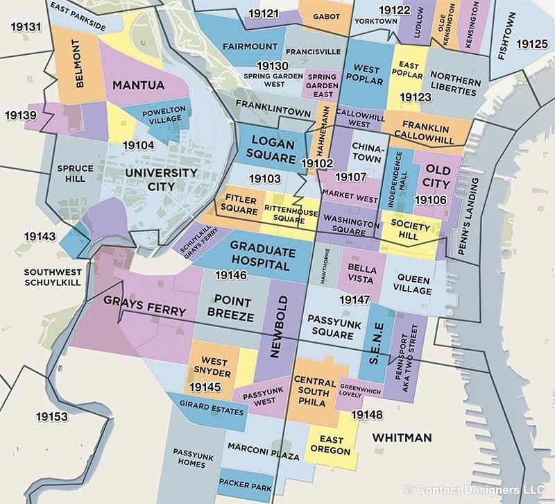 mapa de barrios de filadelfia pensilvania Estados Unidos
