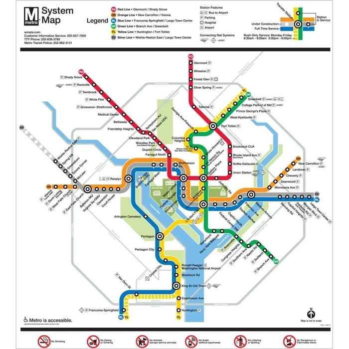 metro en washington transporte publico mapa