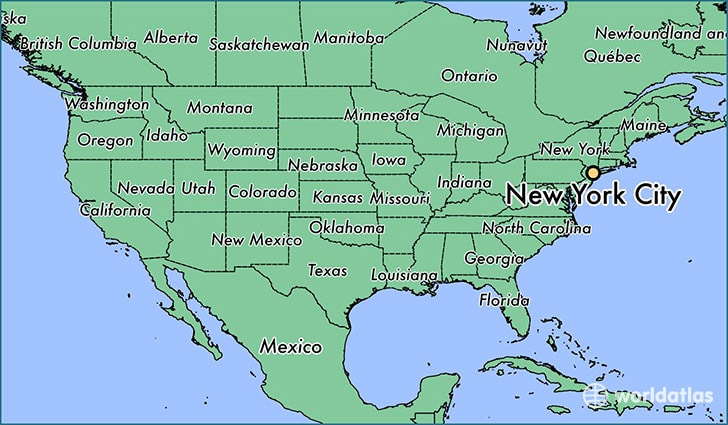 Map of New York in USA