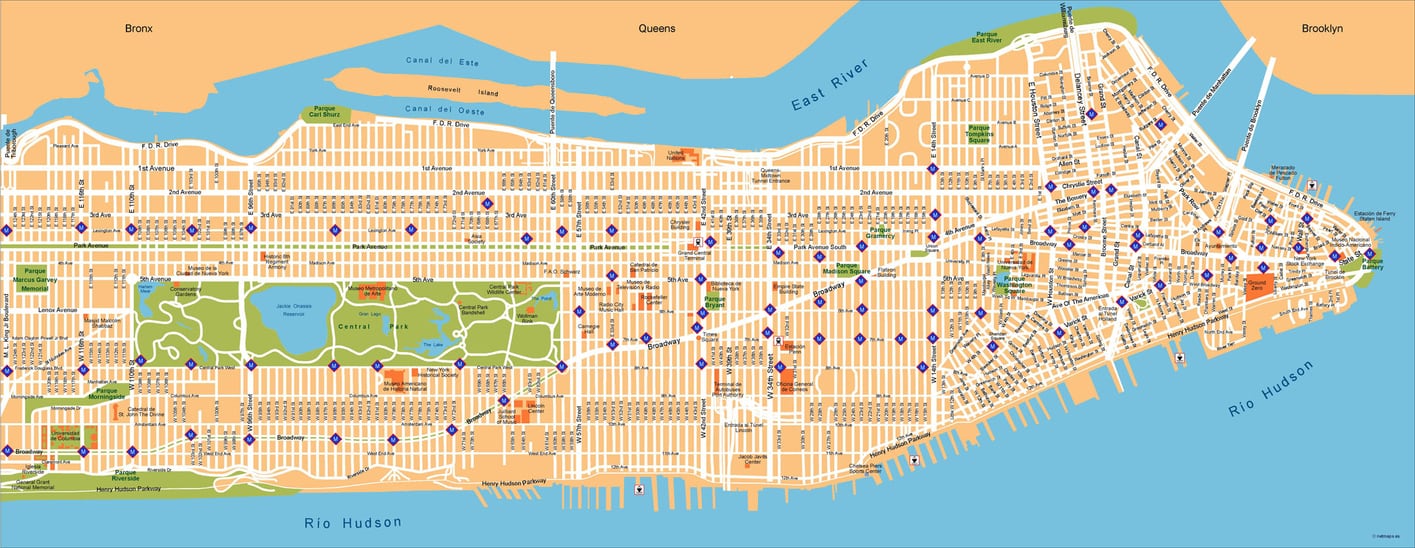 Google Map of New York City, New York, USA - Nations Online Project