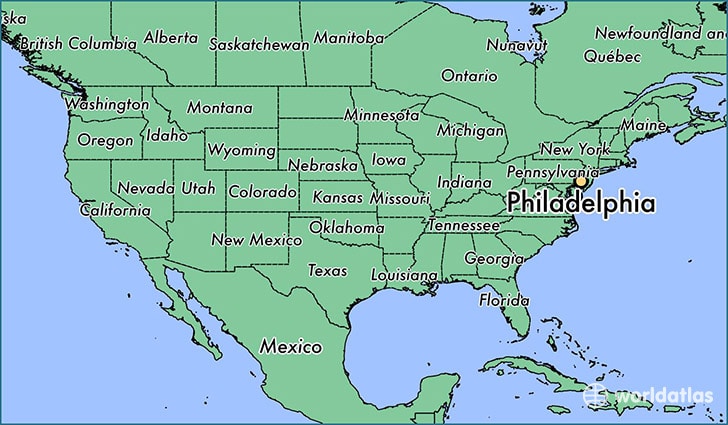 Mapa de los Estados Unidos Filadelfia
