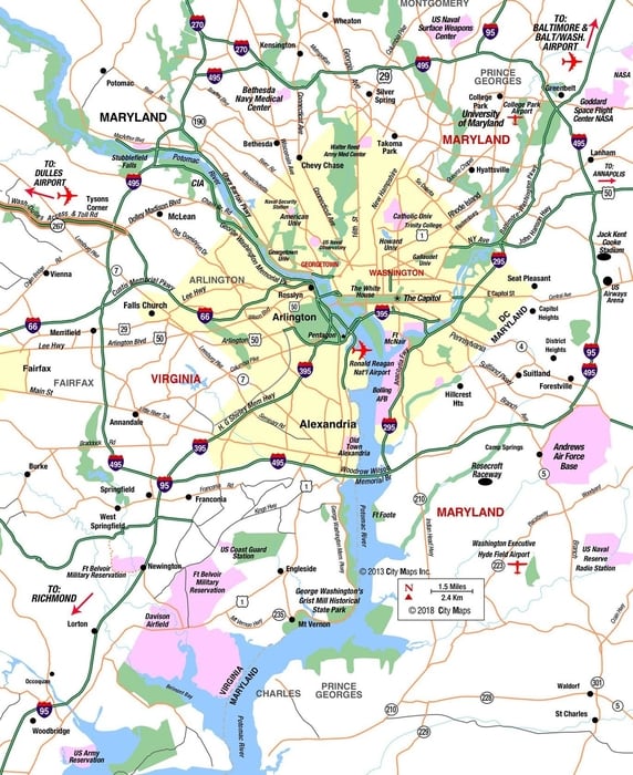 The road map of Washington D.C.