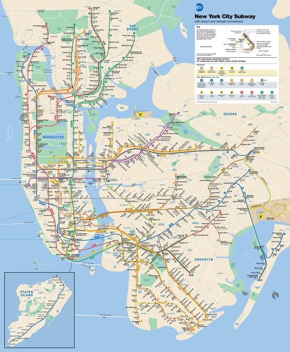 Subway map, new york city subway stations