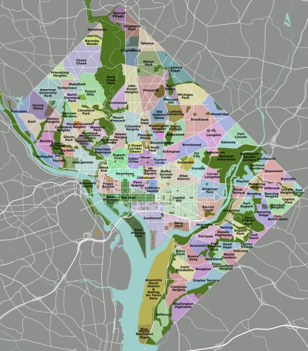 mapa de barrios de washington DC