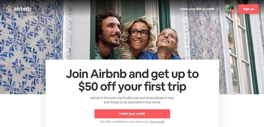 Airbnb new user store offer