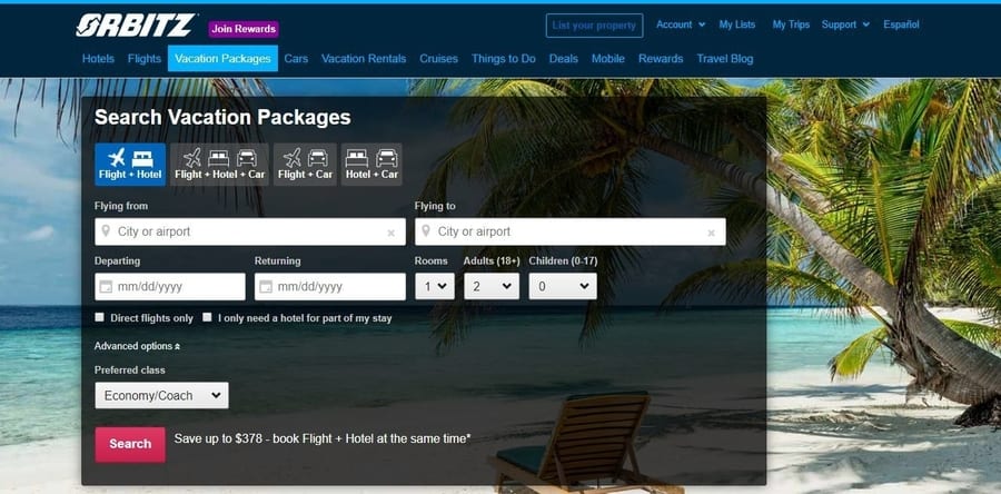Travel package for reserving a rental car cheap