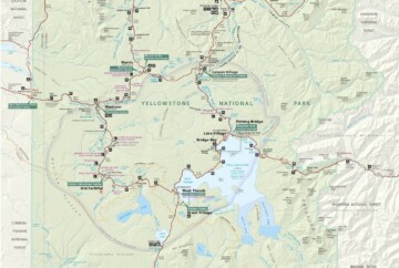 Mapa de Yellowstone, Wyoming, EE.UU.