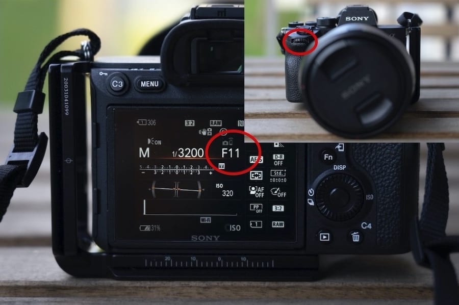 Aperture camera setting on camera