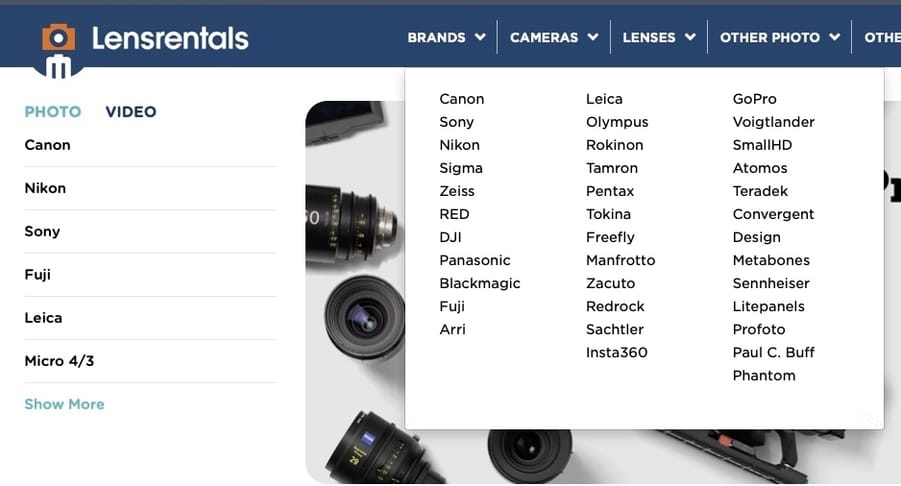 Lensrentals camera brands