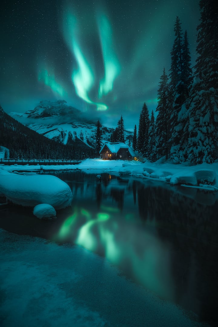 Aurora Boreal montañas rocosas de Canadá