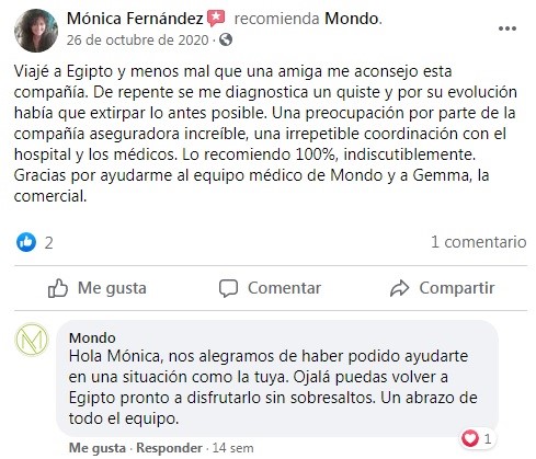 Opiniones de Mondo en Facebook