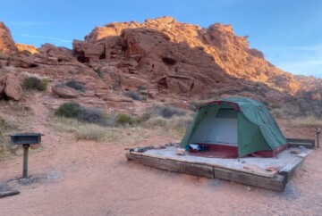 tent camping at a Valley of Fire Campground