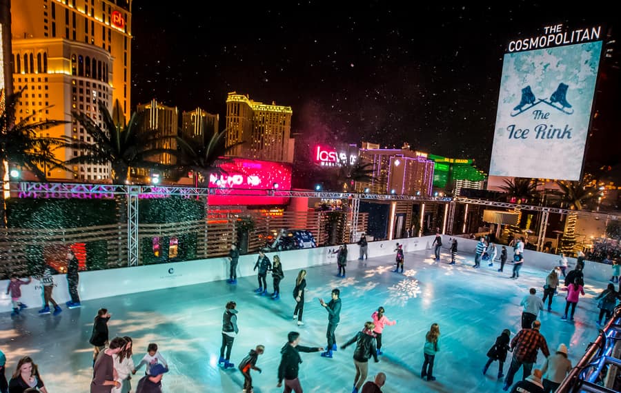 Patinaje sobre hielo Cosmopolitan, cuando viajar a Las Vegas en invierno