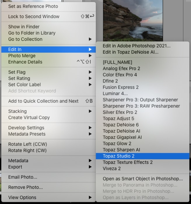 Use Topaz Studio 2 in Lightroom