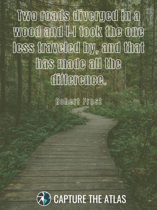 Two roads diverged in a wood and I – I took the one less traveled by, and that has made all the difference