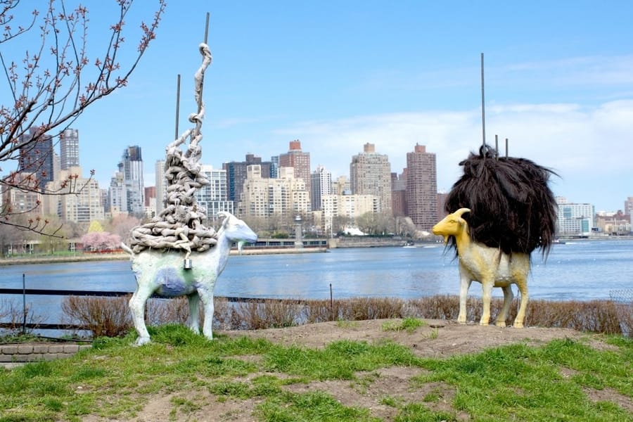 Animal sculptures at the Socrates Sculpture Garden, art museum in queens new york