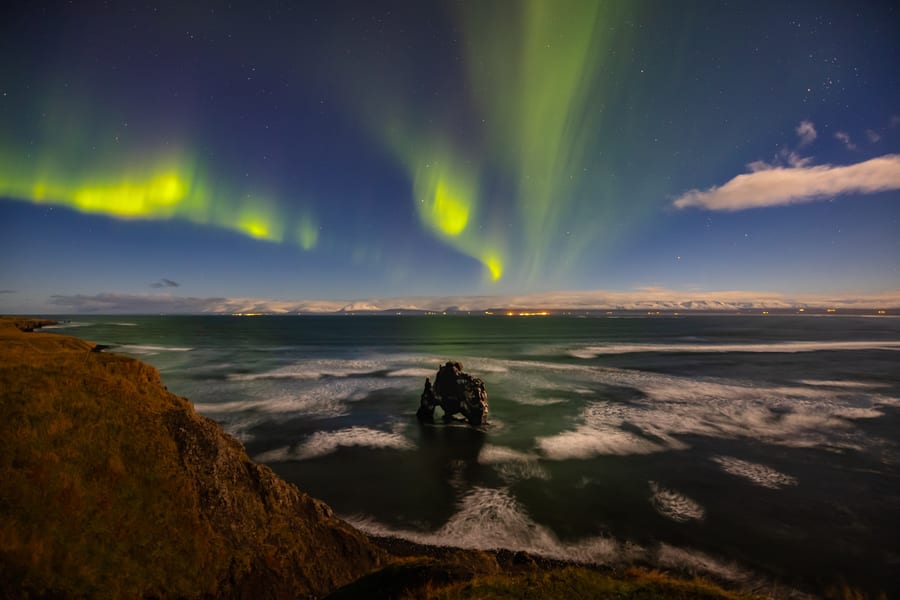 Hvítserkur, best time to see the Northern Lights in Iceland