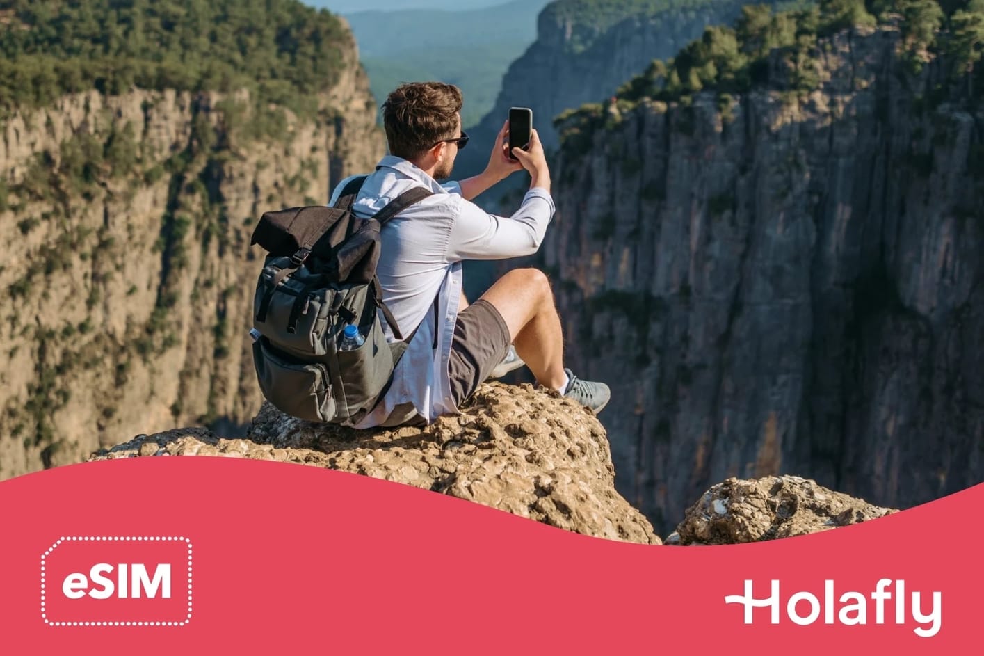 Person using Internet in the mountains, mobile data in mexico