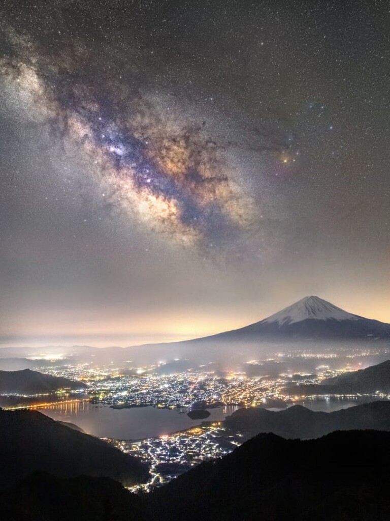 “Mt. Fuji and the Milky Way over Lake Kawaguchi” – Takemochi Yuki