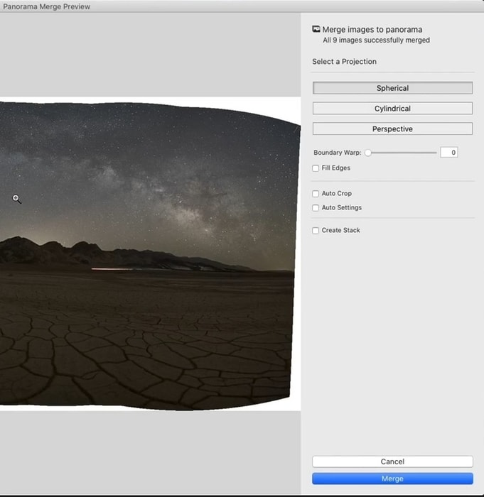 How to stitch panoramas in Lightroom