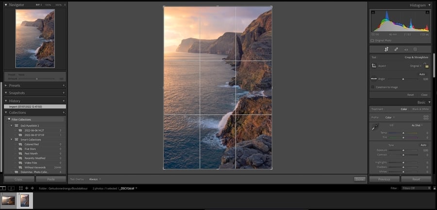How to show the rule of thirds grid in Lightroom